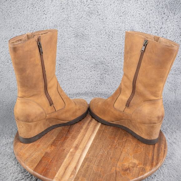 UGG Joely Chestnut Shearling Waterproof Wedge Boots Womens Size 9 - Picture 7 of 9
